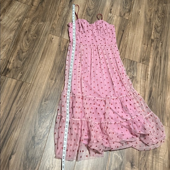 Betsey Johnson Pink Glitter Heart Tulle Dress Sz 8 Sweetheart Strapless Romantic - Picture 12 of 12